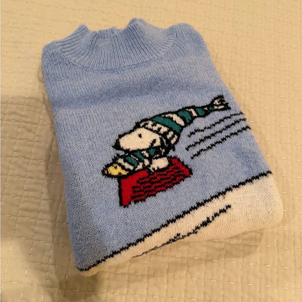 American Eagle Outfitters Light Blue Cartoon Crewneck Sweater